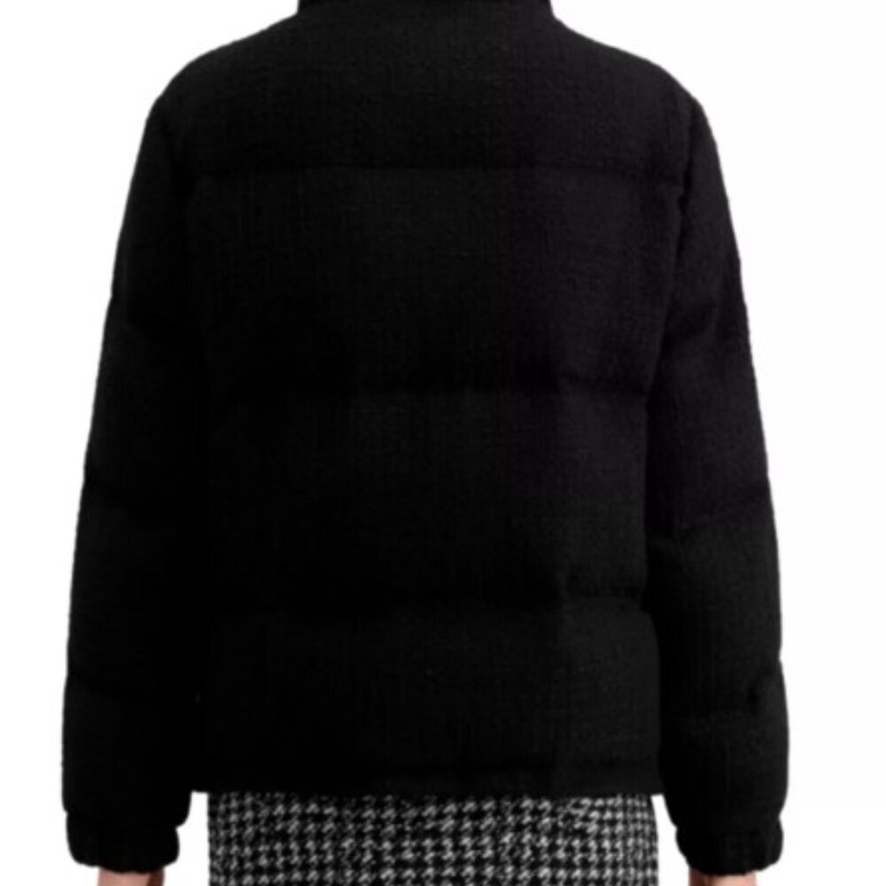 The Kooples Rosella Strand Black Puffer Coat | Tweed Women’s Quilted Jacket  S - Picture 3 of 9